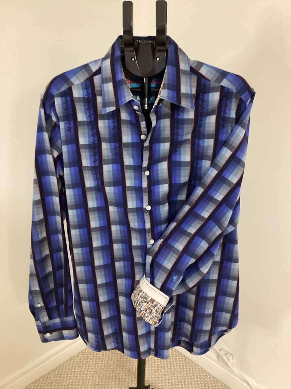 NWOT Robert Graham Classic Fit Blue Plaid Long-Sleeve Men's Shirt Size XL